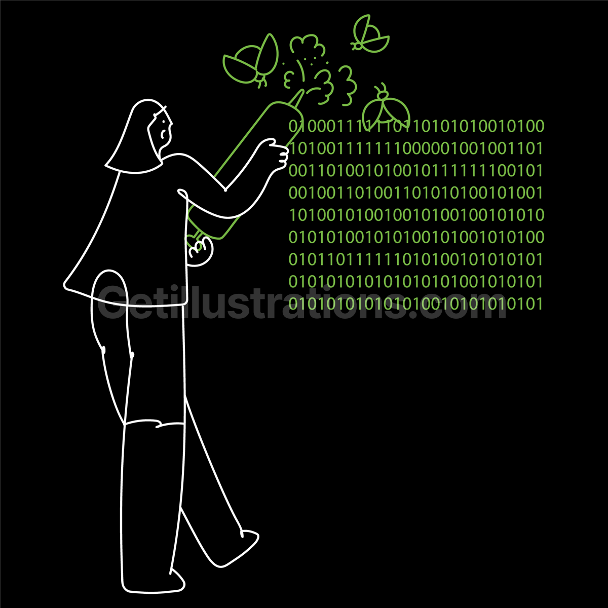code, binary, bug, virus, programming, woman, people